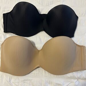 Elegant Strapless Black and Tan Bandeau Set